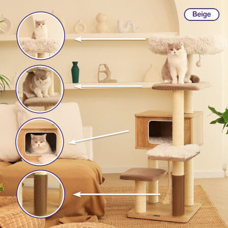 คอนโดแมว Catry รุ่น Cat Tree Casio สีเบจ_11